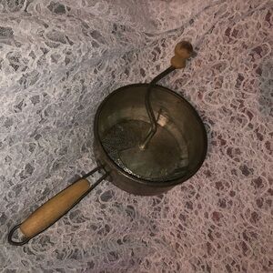 Vintage Metal Food Mill with Wooden Handle. Foley food mill for purée.